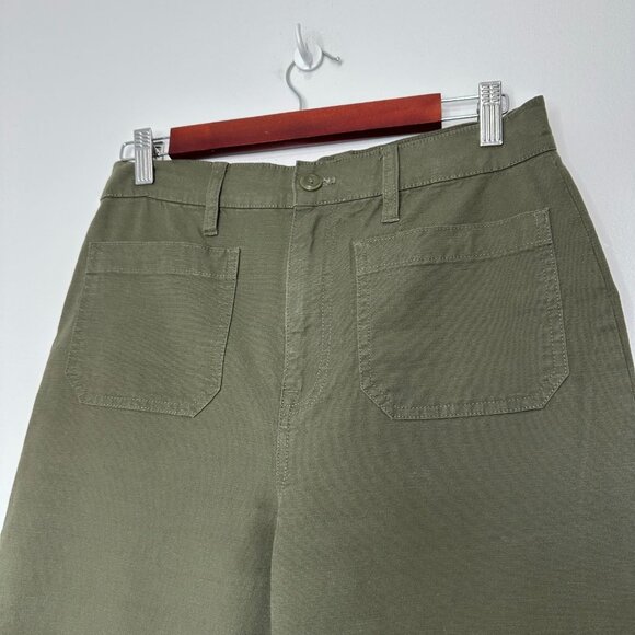 J Crew Point Sur High Waist Pants Size 28 Tall Olive Green Wide Leg - Picture 4 of 13